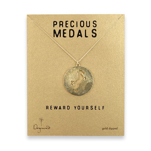 precious medals necklace with gold dipped unicorn silhouette