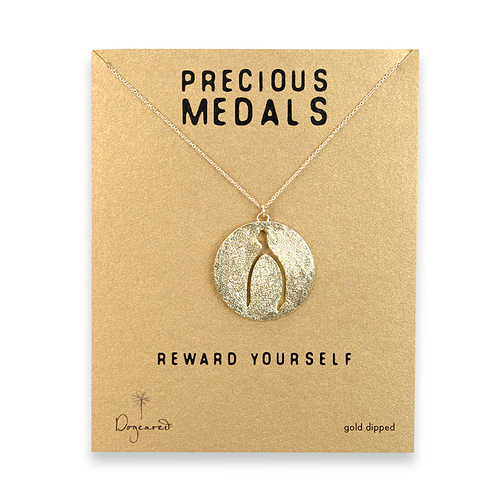 precious medals necklace with gold dipped wishbone silhouette