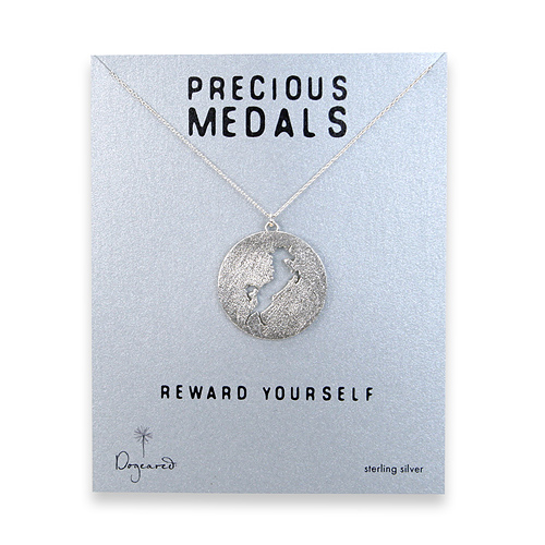 precious medals necklace with sterling silver unicorn silhouette