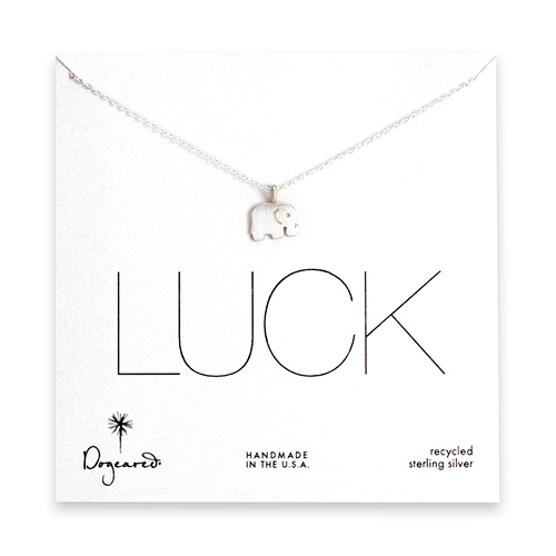 luck elephant necklace, sterling silver