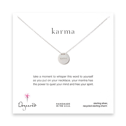 karma mantra sterling silver necklace