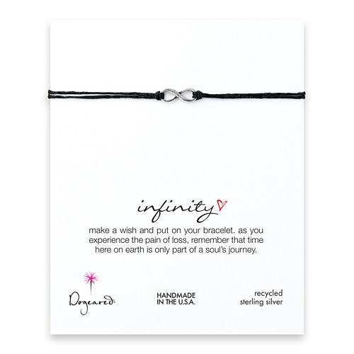 infinity sterling silver bracelet on black irish linen