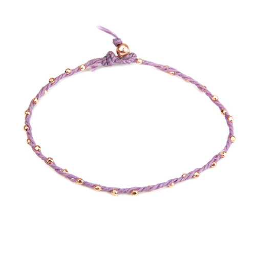 sparkle twisted strand rose gold dipped bracelet on lilac irish linen