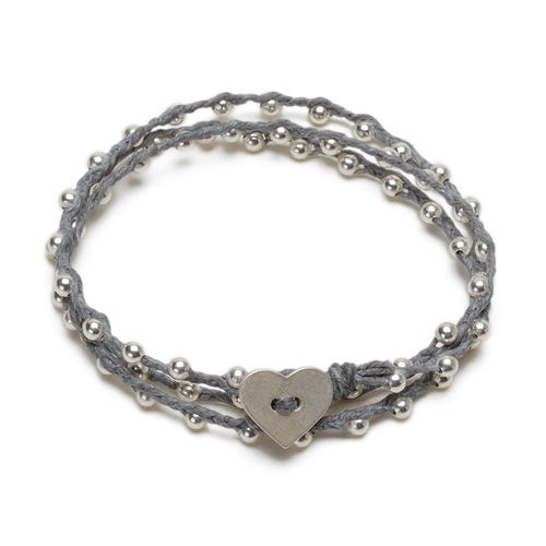 sparkle wrap bracelet with sterling silver heart closure on pebble irish linen