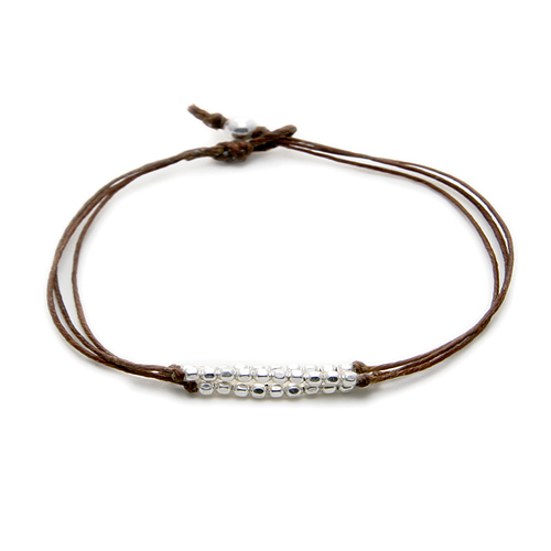 sparkle bracelet on tobacco irish linen, sterling silver