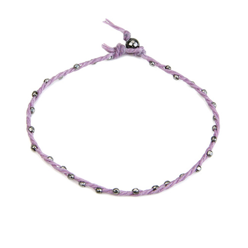 sparkle twisted strand charcoal bracelet on lilac irish linen