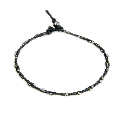 sparkle twisted strand charcoal bracelet on black irish linen