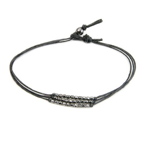 charcoal sparkle bracelet, black irish linen