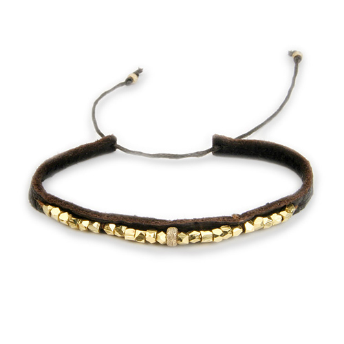sparkle leather bracelet with gold dipped beads