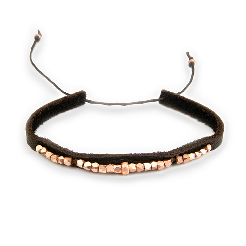 sparkle leather bracelets with rose gold dipped beads