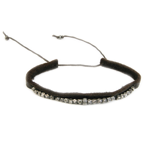 sparkle leather bracelet with charcoal beads