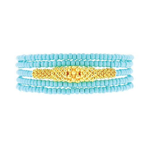 not to worry turquoise and gold bead wrap bracelet