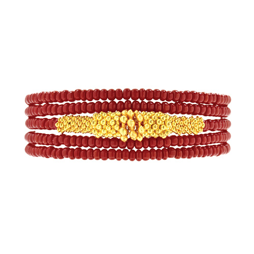 not to worry black cherry and gold bead wrap bracelet