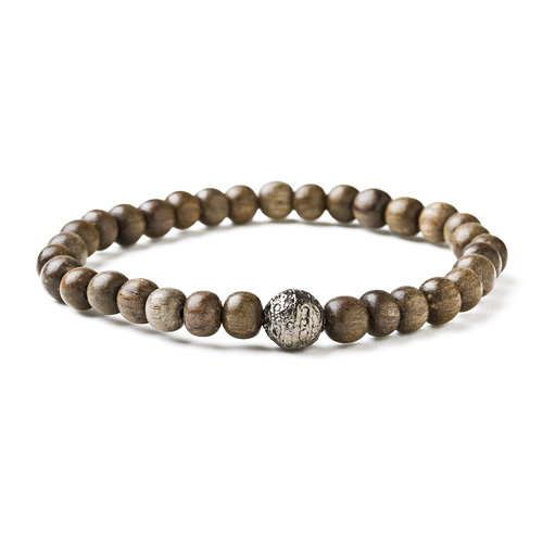 not to worry pebble wood bracelet with charcoal silver dipped sparkle ball