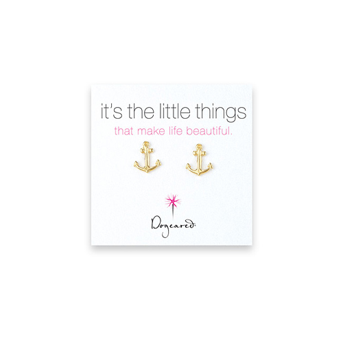 small anchor stud earrings, gold dipped