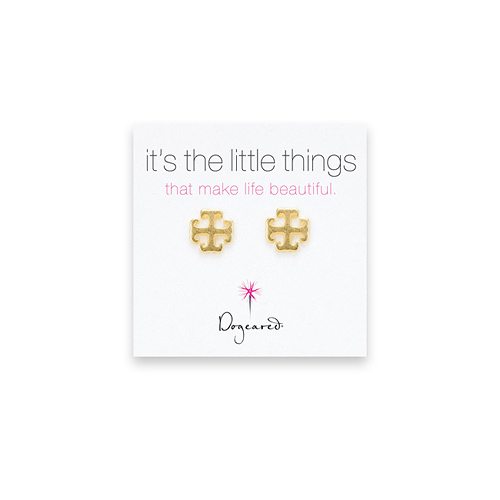 it's the little things gold dipped english cross earrings
