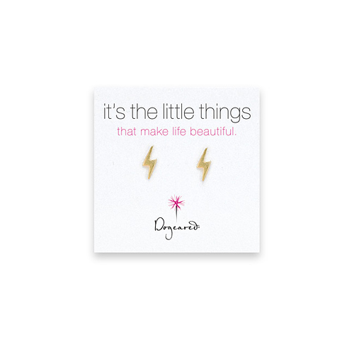 small lightning bolt stud earrings, gold dipped