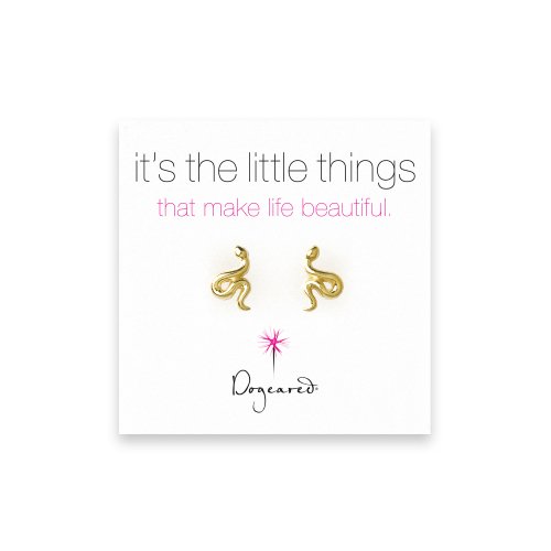 small snake stud earrings, gold dipped