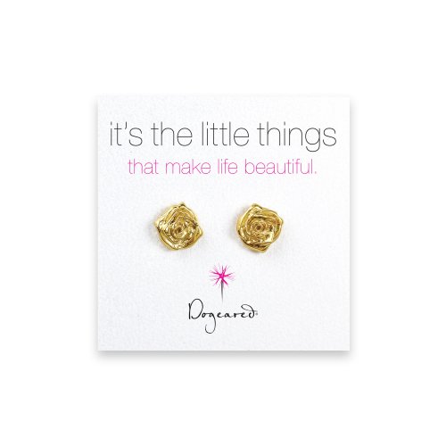 small rose stud earrings, gold dipped