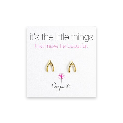small wishbone stud earrings, gold dipped