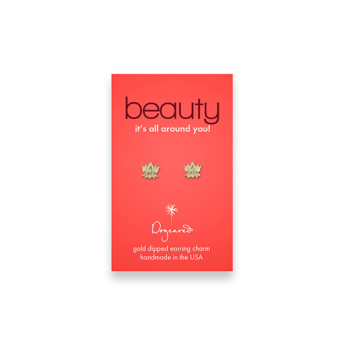 beauty teeny stud gold dipped lotus earrings