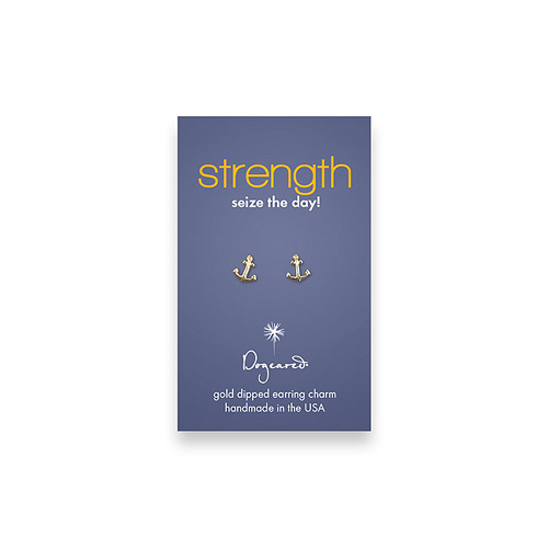 strength teeny stud gold dipped anchor earrings