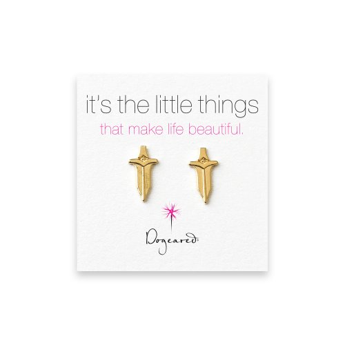 small dagger stud earrings, gold dipped