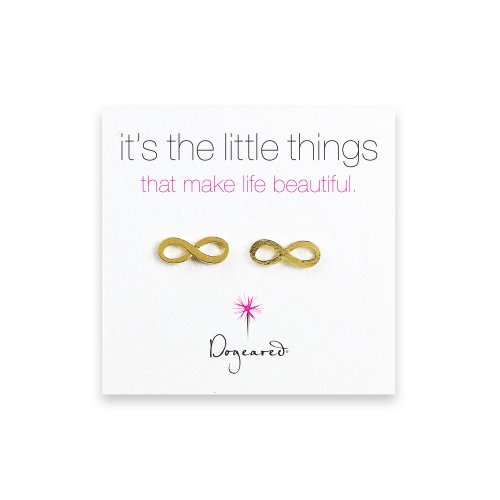 small infinity stud earrings, gold dipped