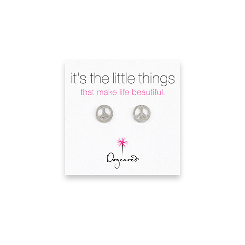 small peace sign stud earrings, sterling silver
