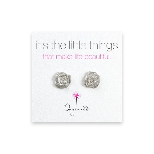 small rose stud earrings, sterling silver