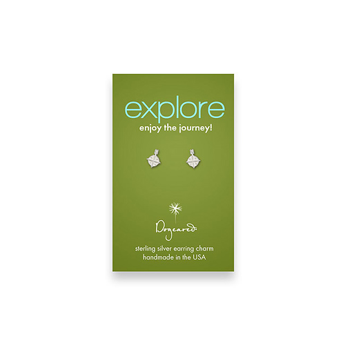 explore teeny stud sterling silver compass earrings