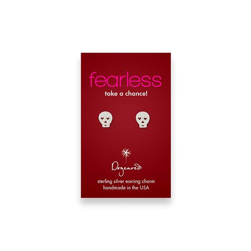 fearless teeny stud sterling silver skull earrings