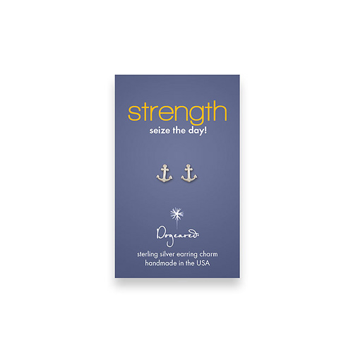 strength teeny stud sterling silver anchor earrings