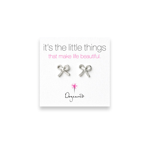 small bow stud earrings, sterling silver