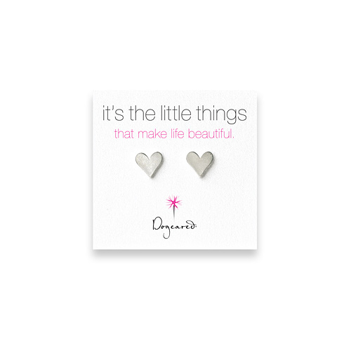 small heart stud earrings, sterling silver