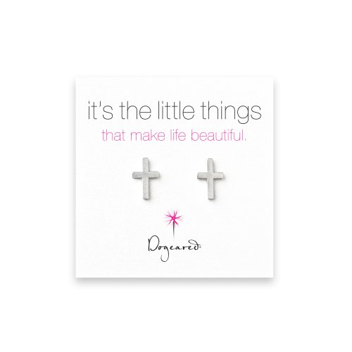 small simple cross stud earrings, sterling silver