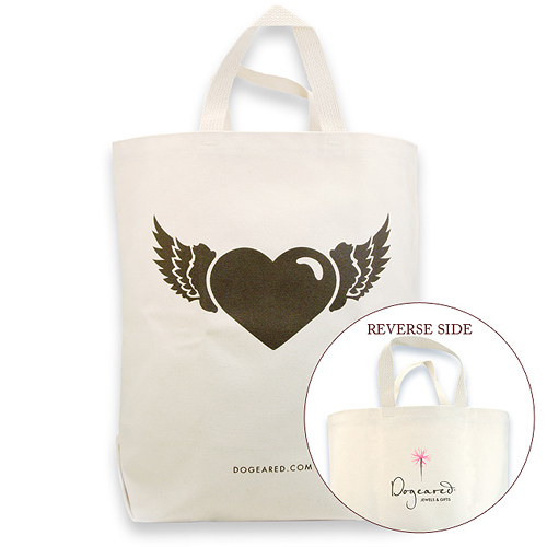 winged heart reusable shopping bag