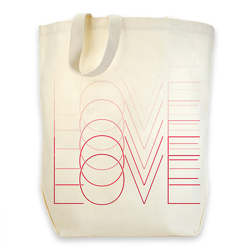 love love love organic cotton canvas big tote bag