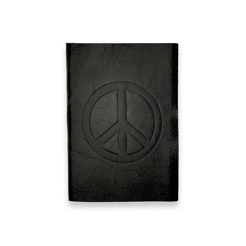 small peace journal with black leather