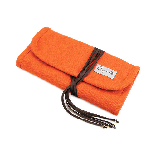 recycled organic jewelry roll in pumpkin