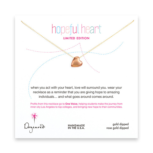 limited edition hopeful heart gold dipped necklace with rose gold heart bead