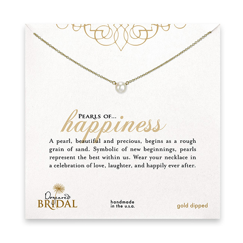 bridal pearls of happiness gold dipped necklace with white pearl