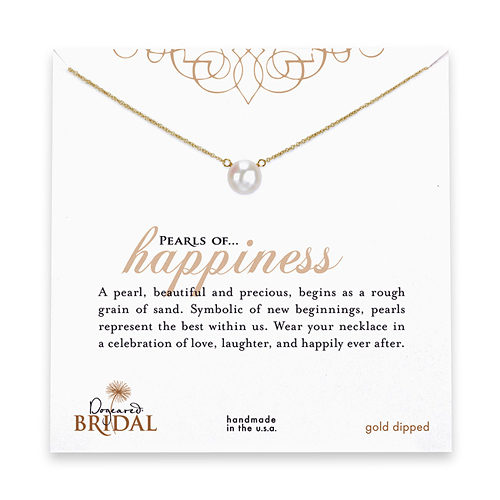bridal large pearls of happiness gold dipped necklace with white pearl