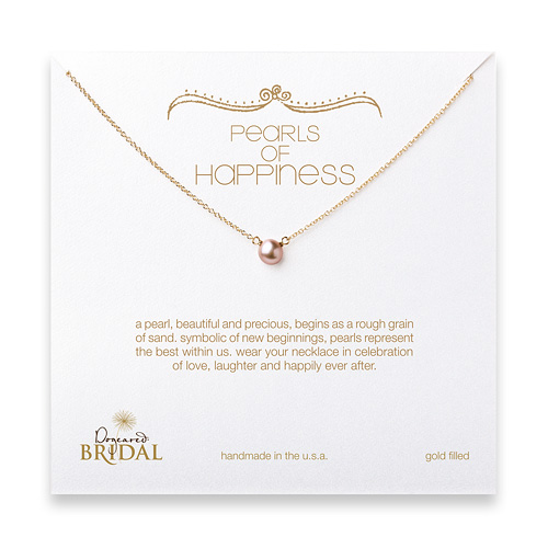 bridal pearls of happiness rose pearl necklace, gold dipped