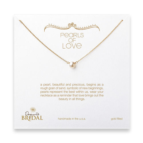 bridal pearls of love gold dipped necklace with white pearl