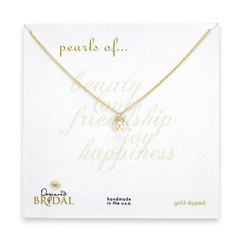 bridal wrapped white pearl gold dipped reminder necklace