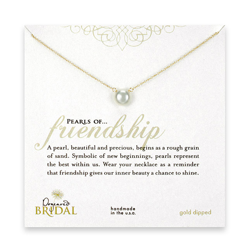 bridal large pearls of friendship gold dipped necklace with white pearl - 18 inches