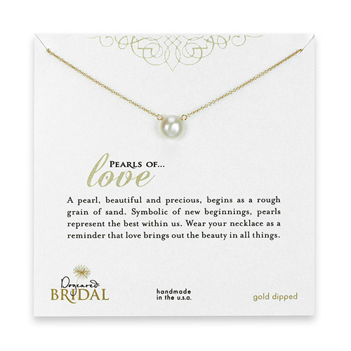 bridal large pearls of love gold dipped necklace with white pearl - 18 inches