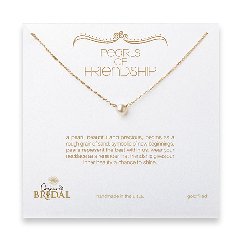 bridal pearls of friendship gold dipped necklace with white pearl - 18 inches