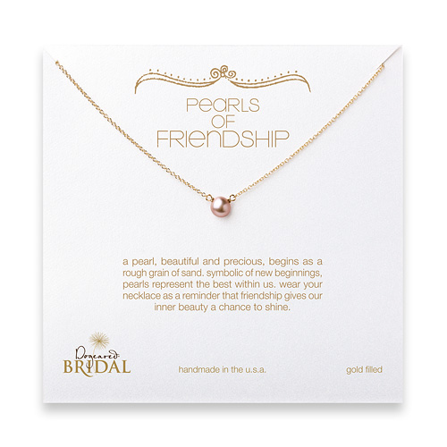 bridal pearls of friendship rose pearl necklace, gold dipped - 18 inches